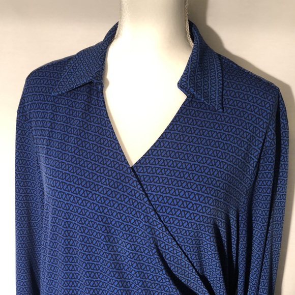 The Limited Collection Women's Geometric Wrap Dress Size 1X Black Blue W… - Picture 2 of 10